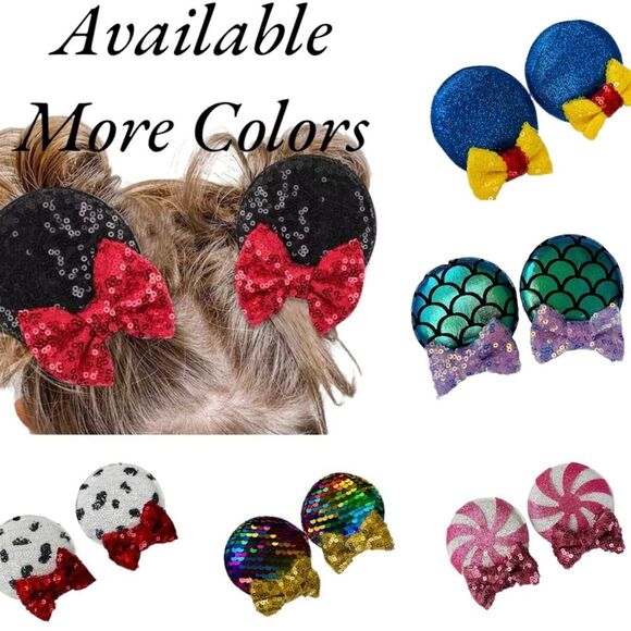 Mickey Minnie Mouse Disney Colorful Ears Hair Clips for Girls - Picture 6 of 7